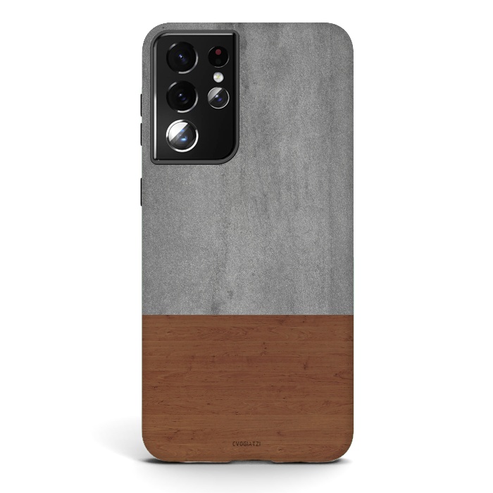 Galaxy S21 ultra StrongFit Concrete-Touch of a Wood by ''CVogiatzi.