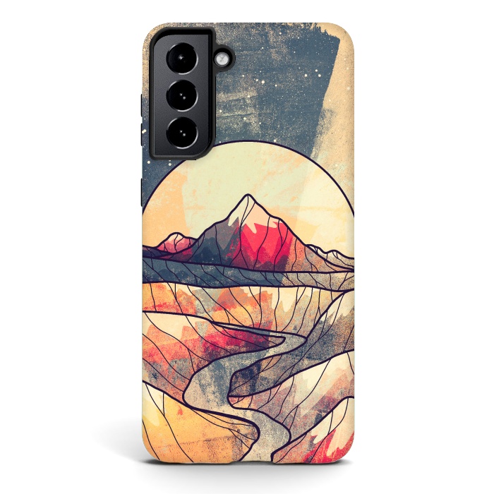Galaxy S21 StrongFit Retro river mountains by Steve Wade (Swade)