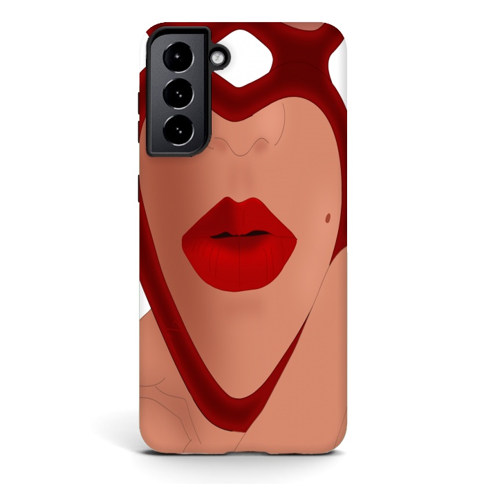 Galaxy S21 StrongFit Mirrored Lips - Valentines Edition Design by Anima Tea Story