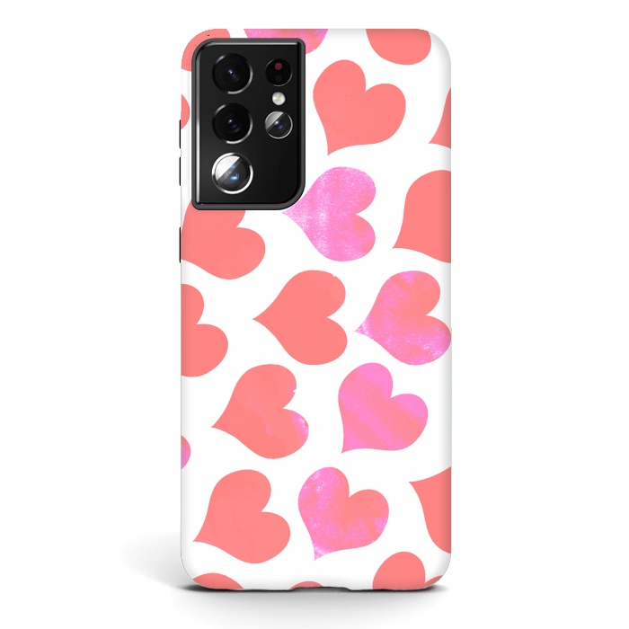 Galaxy S21 ultra StrongFit Bold Red-Pink hearts by Oana 