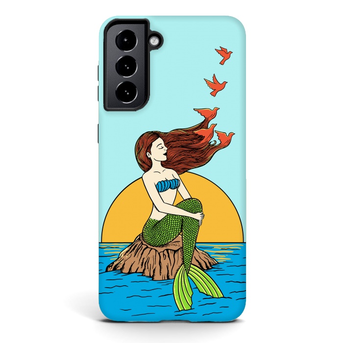 Galaxy S21 plus StrongFit Mermaid and birds by Coffee Man
