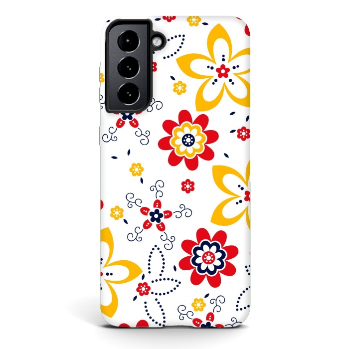 Galaxy S21 StrongFit Daisies pattern with circle elements by ArtsCase