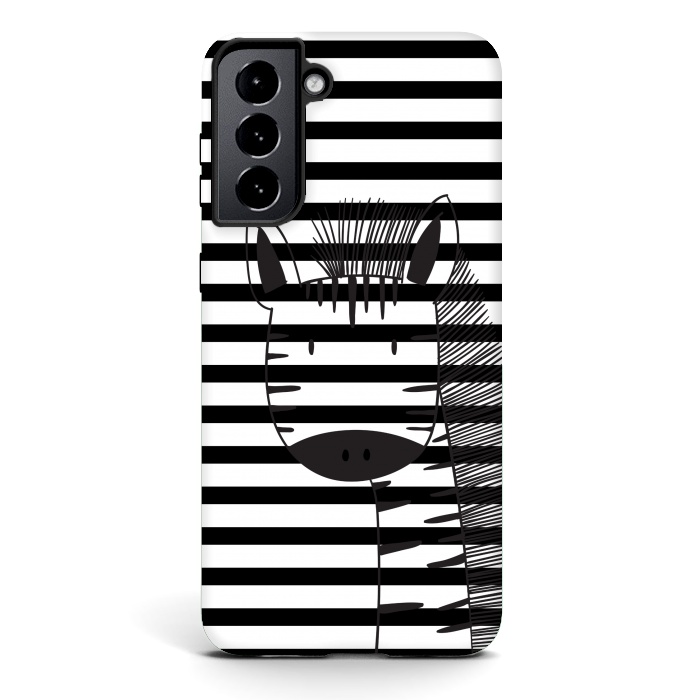 Galaxy S21 StrongFit minimal black white cute zebra by haroulita