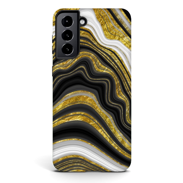 Galaxy S21 StrongFit elegant marble golden waves by haroulita