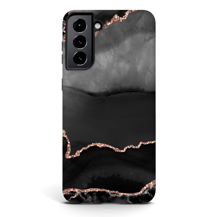 Galaxy S21 StrongFit black rosegold agate by haroulita