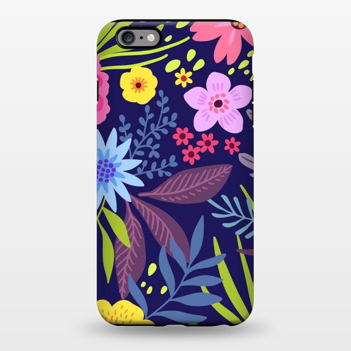 iPhone 6/6s plus StrongFit Amazing seamless floral pattern with bright colorful flowers and leaves on a dark blue background by ArtsCase