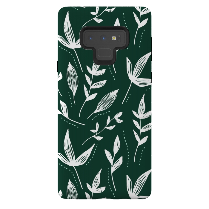 Galaxy Note 9 StrongFit White leaves green background  by Winston