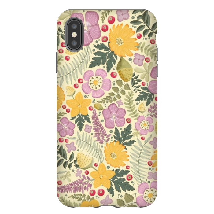 iPhone Xs Max StrongFit Olive's Garden in Yellow and Pink by Paula Ohreen