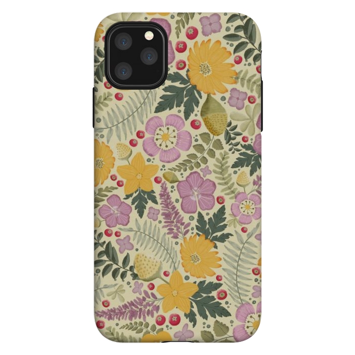 iPhone 11 Pro Max StrongFit Olive's Garden in Yellow and Pink by Paula Ohreen