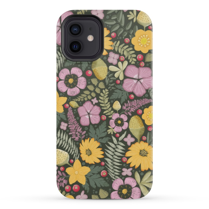 iPhone 12 mini StrongFit Olive's Garden on Dark Gray by Paula Ohreen