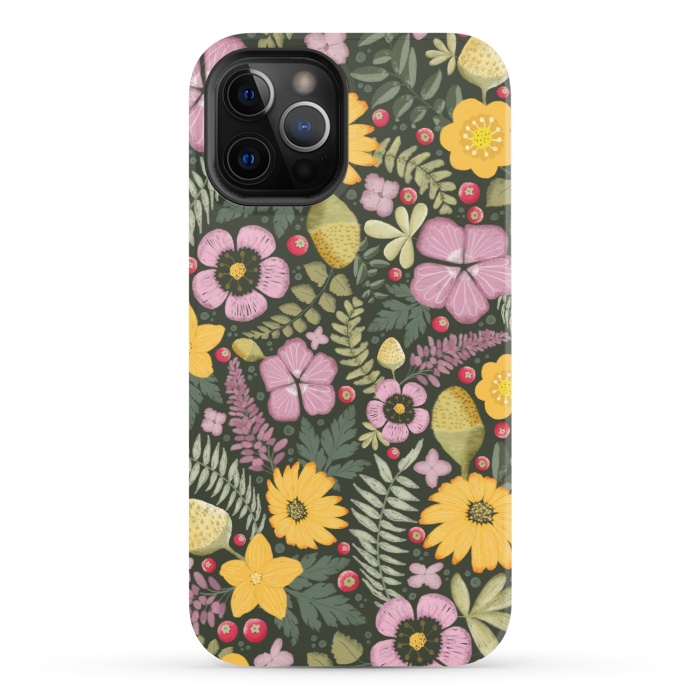 iPhone 12 Pro StrongFit Olive's Garden on Dark Gray by Paula Ohreen