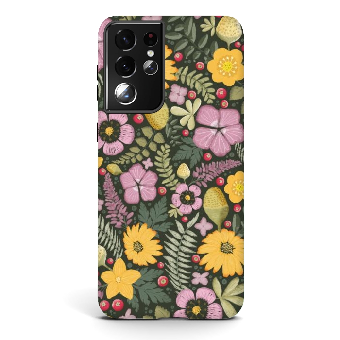 Galaxy S21 ultra StrongFit Olive's Garden on Dark Gray by Paula Ohreen