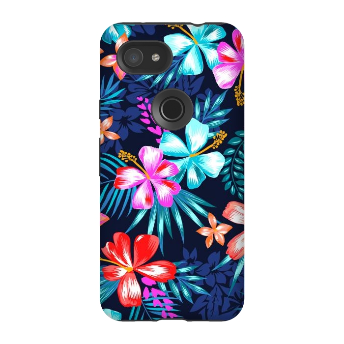 Pixel 3A StrongFit Beautiful Tropical Design Leave and Flowers by ArtsCase