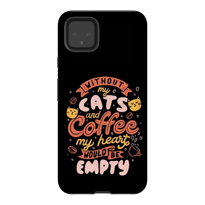 Pixel 4XL StrongFit Cats and Coffee  by eduely