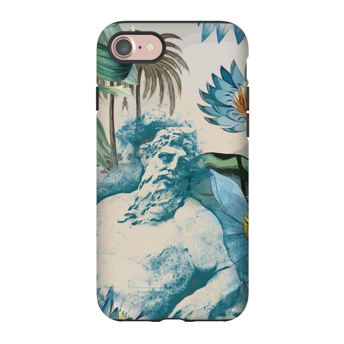 iPhone 7 StrongFit Statue, tropical leaves, lotus petals - retro collage by Oana 