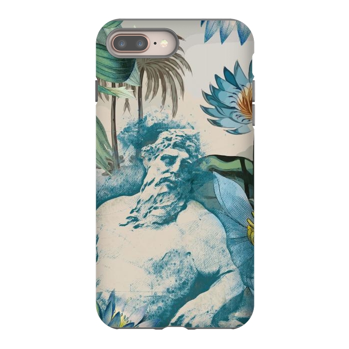 iPhone 7 plus StrongFit Statue, tropical leaves, lotus petals - retro collage by Oana 