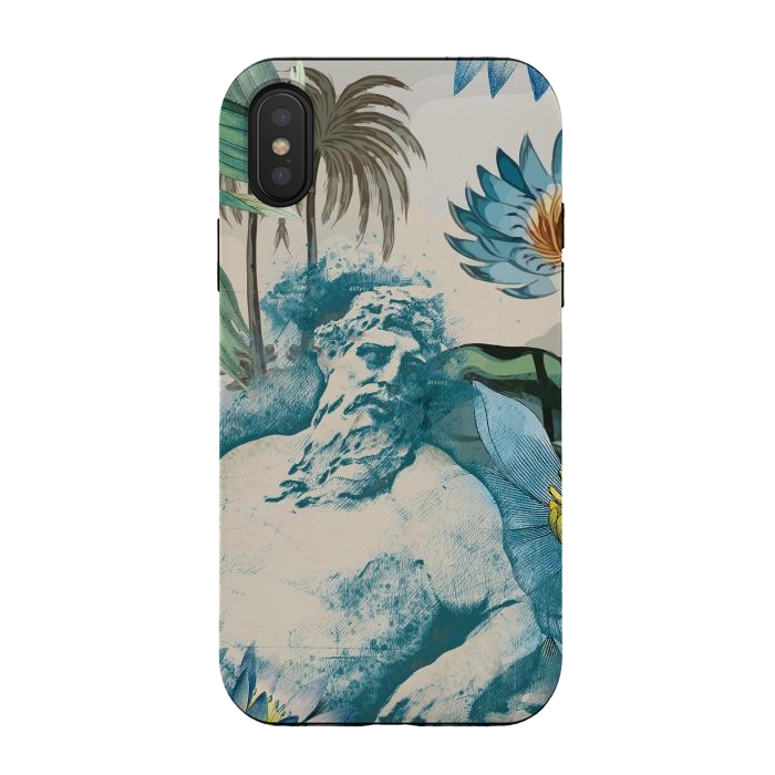 iPhone Xs / X StrongFit Statue, tropical leaves, lotus petals - retro collage by Oana 