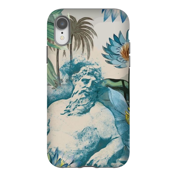 iPhone Xr StrongFit Statue, tropical leaves, lotus petals - retro collage by Oana 