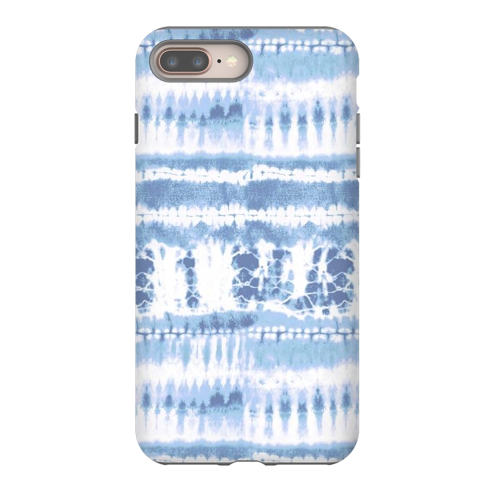 iPhone 7 plus StrongFit Denim blue tie-dye ethnic stripes by Oana 