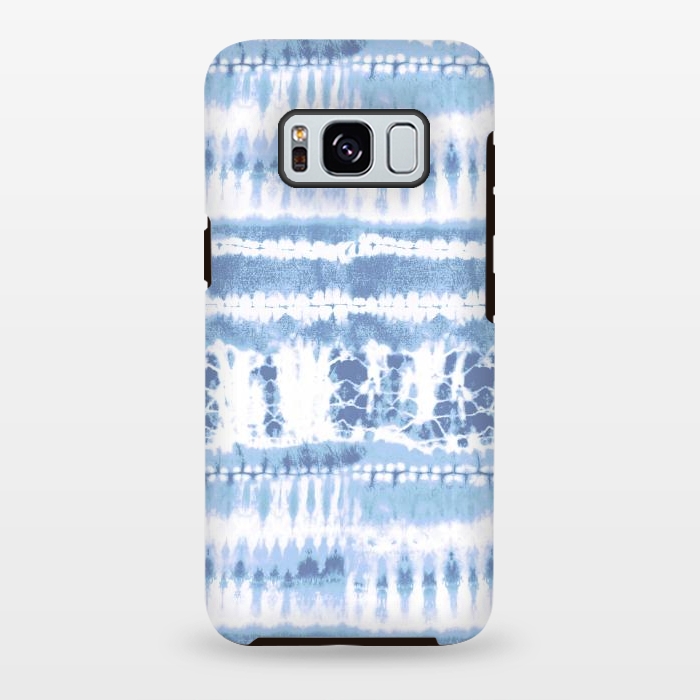 Galaxy S8 plus StrongFit Denim blue tie-dye ethnic stripes by Oana 
