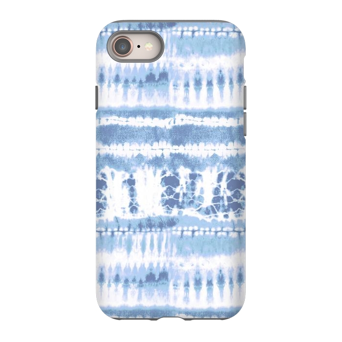iPhone 8 StrongFit Denim blue tie-dye ethnic stripes by Oana 