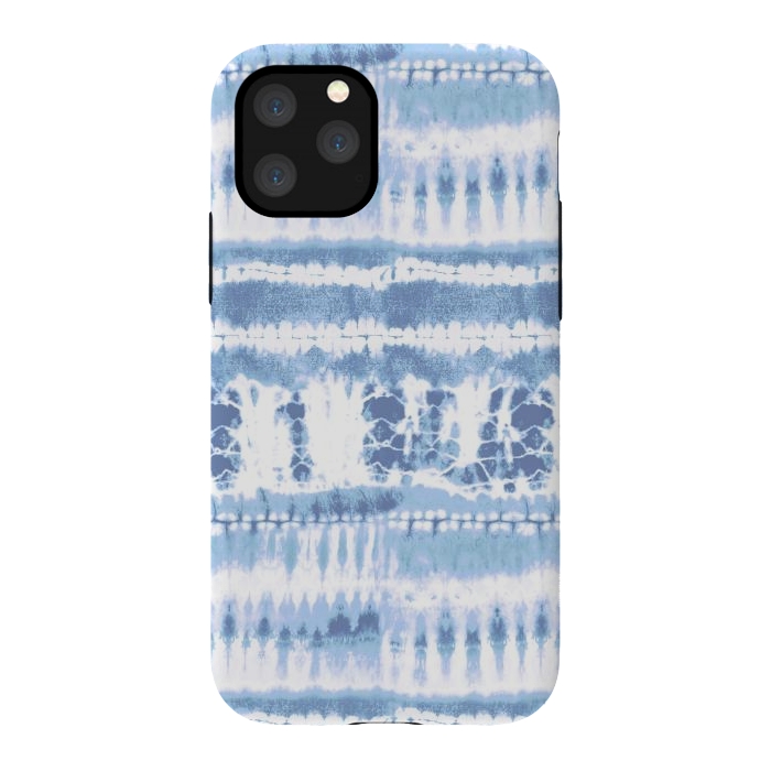 iPhone 11 Pro StrongFit Denim blue tie-dye ethnic stripes by Oana 