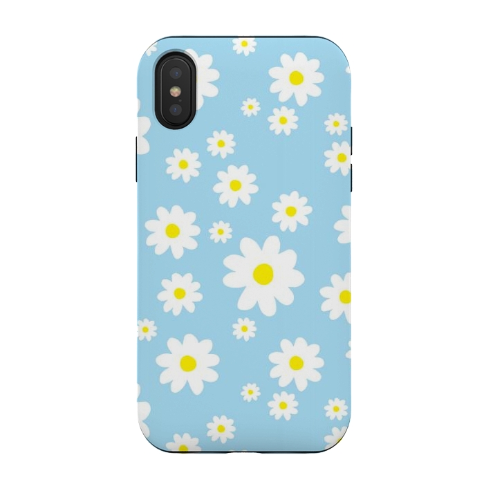 iPhone Xs / X StrongFit Blue Daisy Flower Pattern by Julie Erin Designs