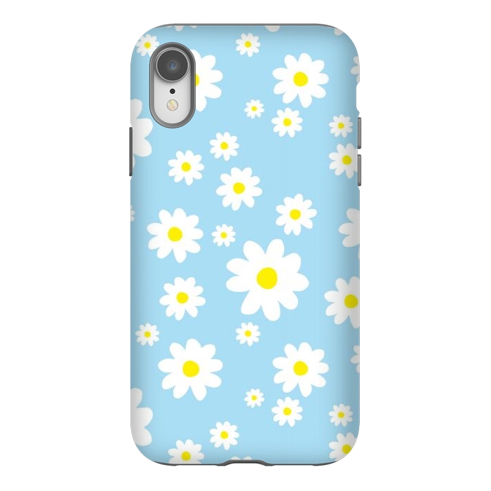 iPhone Xr StrongFit Blue Daisy Flower Pattern by Julie Erin Designs