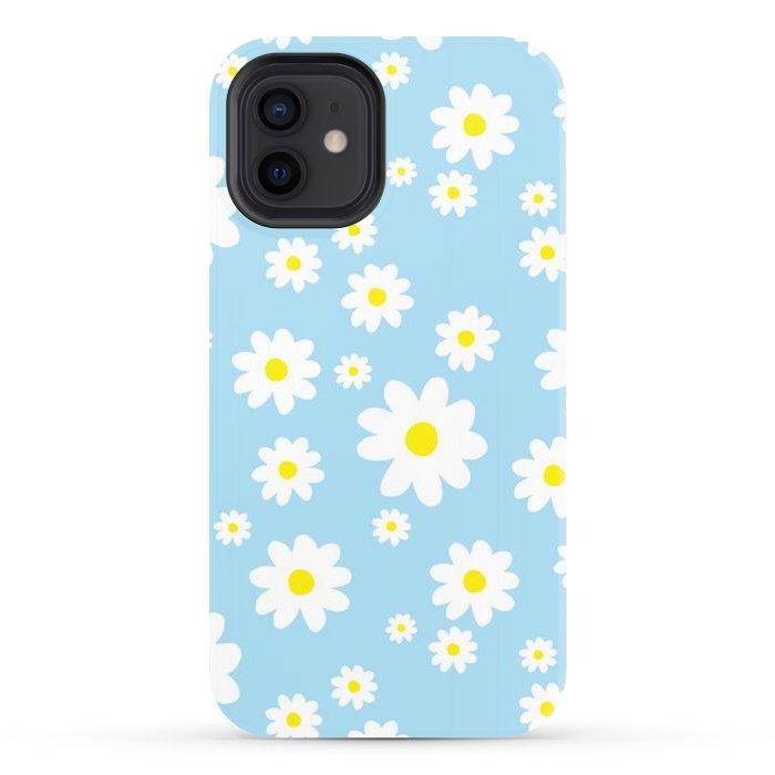 iPhone 12 StrongFit Blue Daisy Flower Pattern by Julie Erin Designs