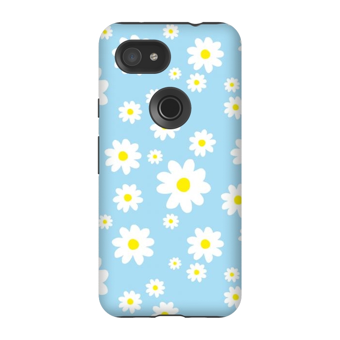 Pixel 3A StrongFit Blue Daisy Flower Pattern by Julie Erin Designs