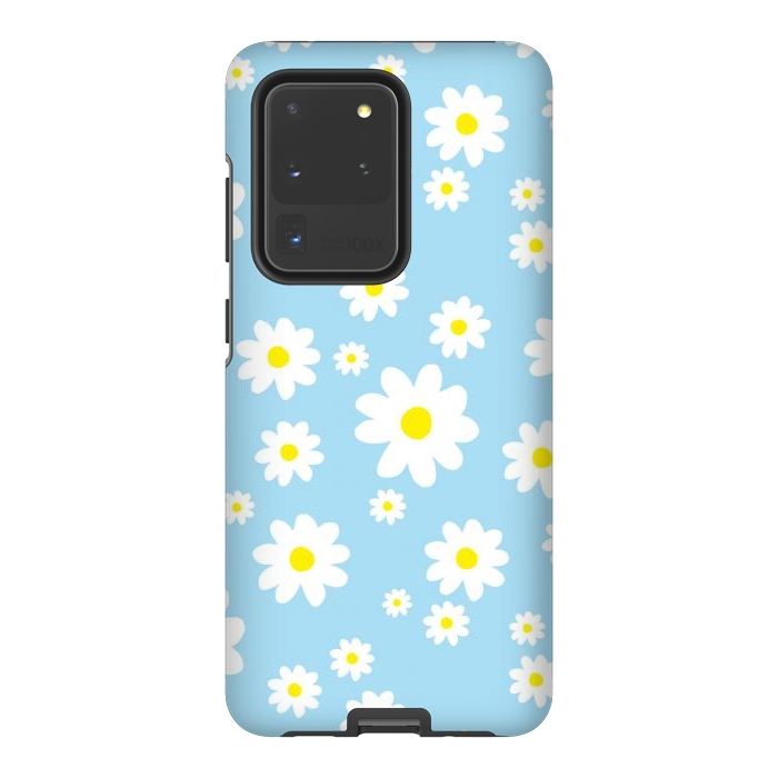 Galaxy S20 Ultra StrongFit Blue Daisy Flower Pattern by Julie Erin Designs