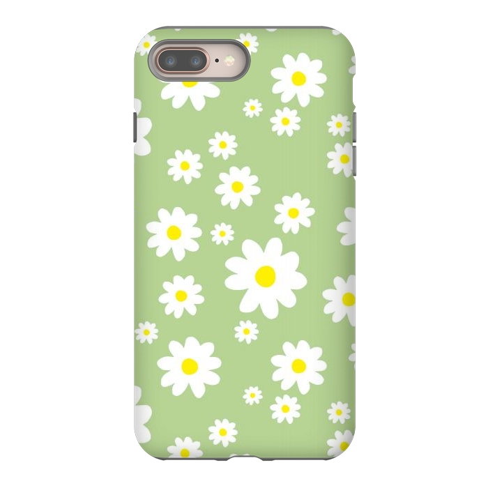 iPhone 7 plus StrongFit Spring Green Daisy Flower Pattern by Julie Erin Designs