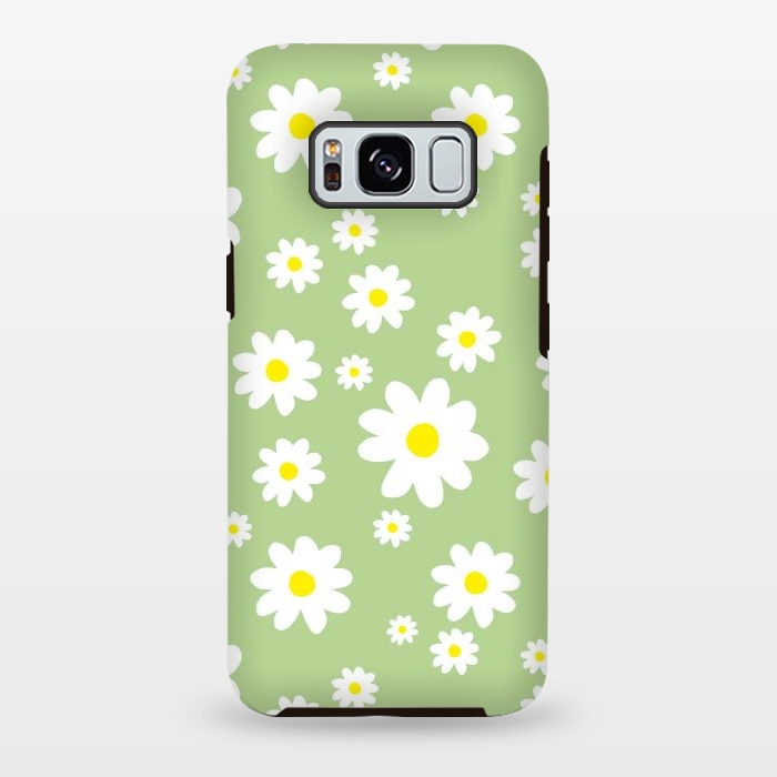 Galaxy S8 plus StrongFit Spring Green Daisy Flower Pattern by Julie Erin Designs