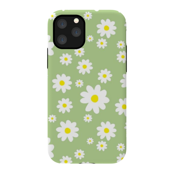 iPhone 11 Pro StrongFit Spring Green Daisy Flower Pattern by Julie Erin Designs