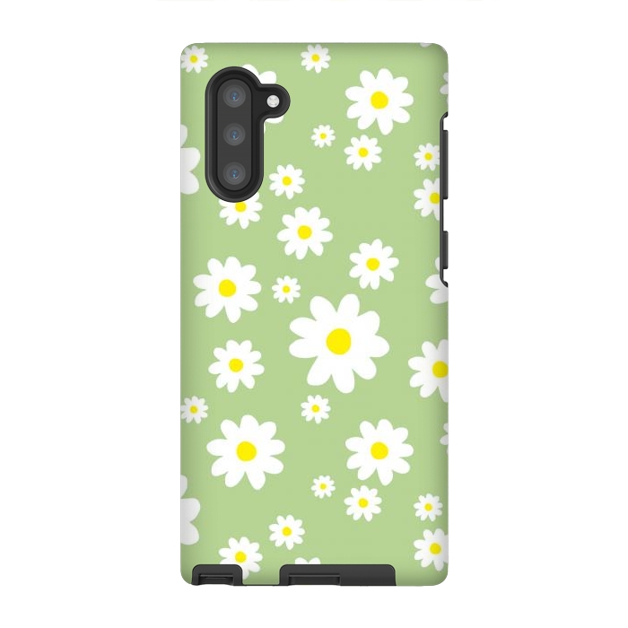 Galaxy Note 10 StrongFit Spring Green Daisy Flower Pattern by Julie Erin Designs