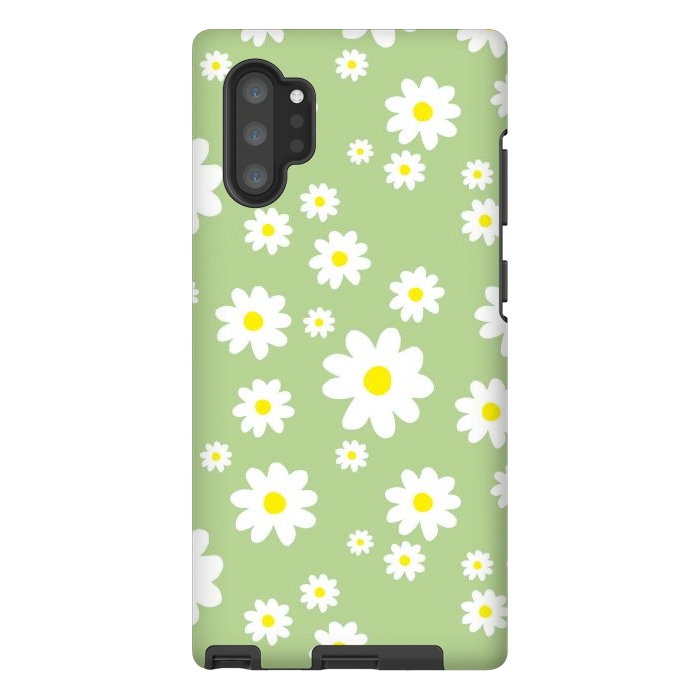 Galaxy Note 10 plus StrongFit Spring Green Daisy Flower Pattern by Julie Erin Designs