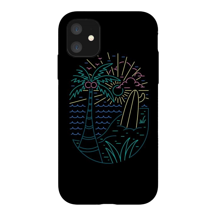 iPhone 11 StrongFit Beach Neon by Afif Quilimo