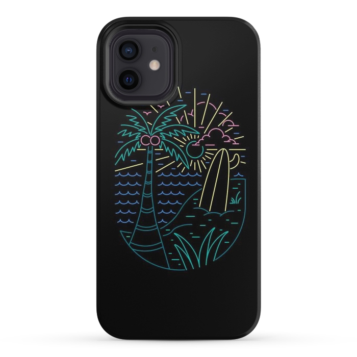 iPhone 12 mini StrongFit Beach Neon by Afif Quilimo