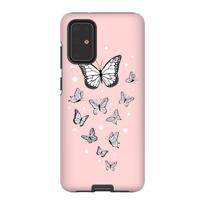 Galaxy S20 Plus StrongFit Pink Butterflies by Martina