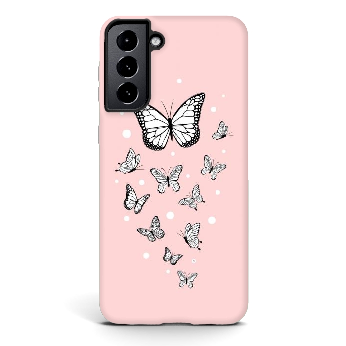 Galaxy S21 StrongFit Pink Butterflies by Martina