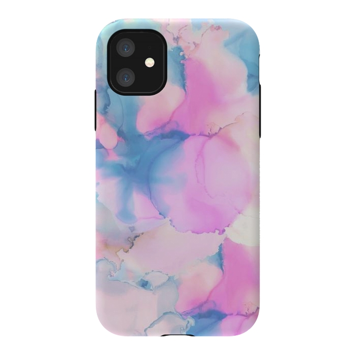 iPhone 11 StrongFit Pink blue watercolor abstract painting by Oana 