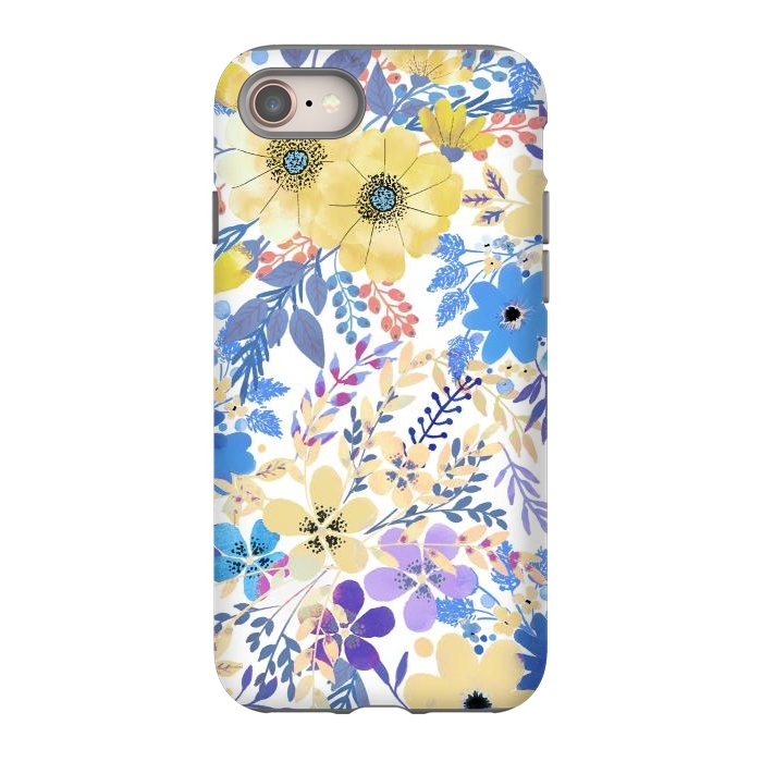 iPhone SE StrongFit Yellow blue watercolor wildflowers by Oana 