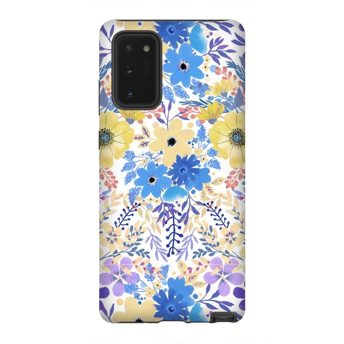 Galaxy Note 20 StrongFit Yellow blue watercolor wildflowers by Oana 
