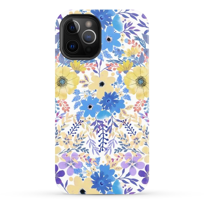 iPhone 12 Pro Max StrongFit Yellow blue watercolor wildflowers by Oana 