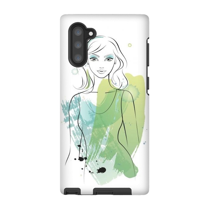 Galaxy Note 10 StrongFit Watercolour girl by Martina
