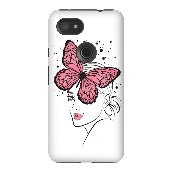 Pixel 3AXL StrongFit Pink Butterfly by Martina