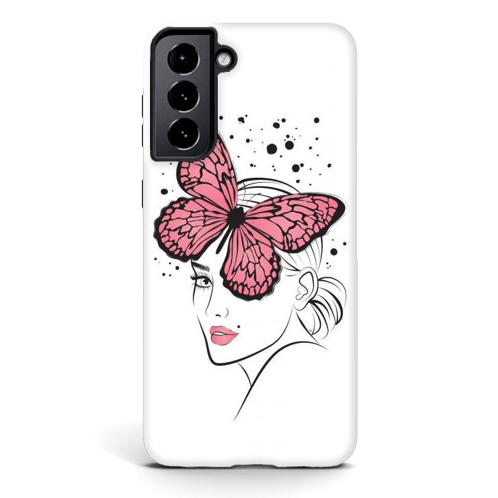 Galaxy S21 StrongFit Pink Butterfly by Martina