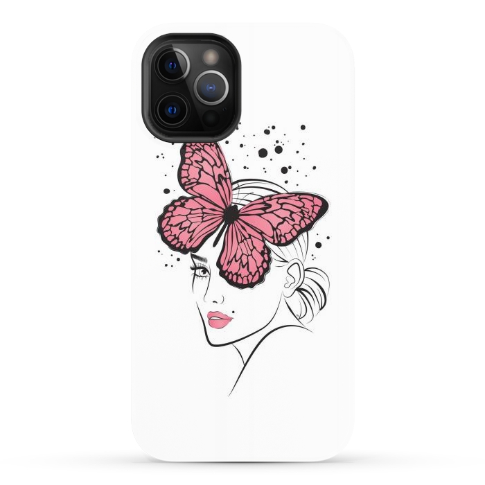 iPhone 12 Pro Max StrongFit Pink Butterfly by Martina