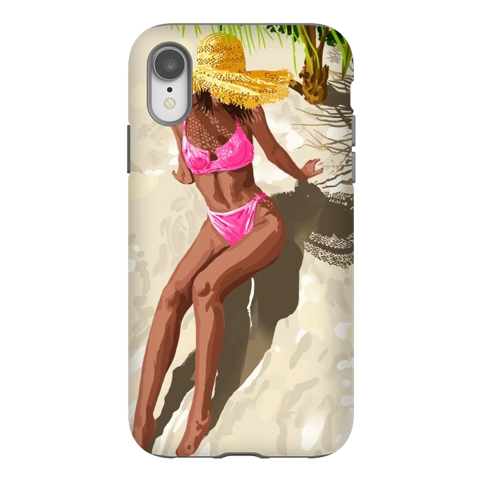 iPhone Xr StrongFit Sky above, sand below, peace within poster, Woman of color fashion black woman on the bikini beach by Uma Prabhakar Gokhale