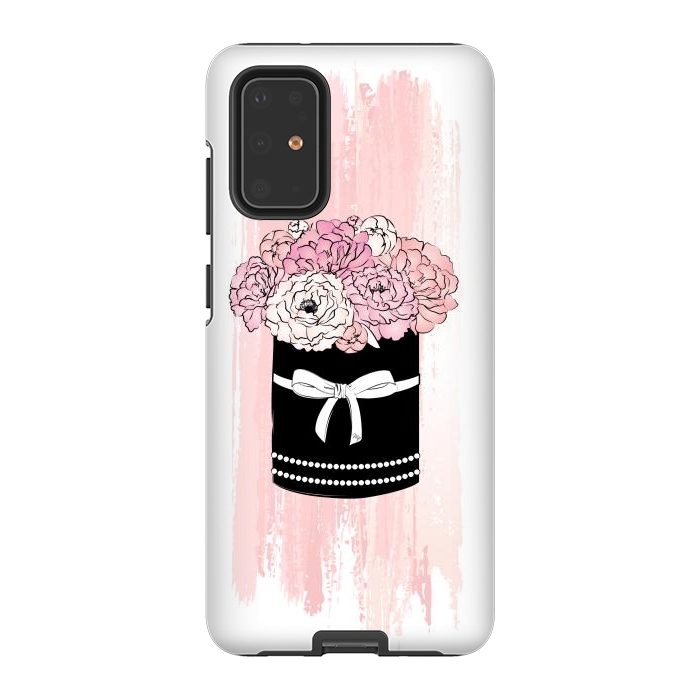 Galaxy S20 Plus StrongFit Flower Box with pink Peonies by Martina